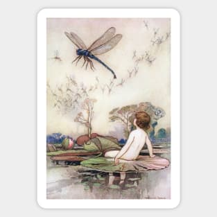 Tom Meets the Dragonfly by Warwick Goble Sticker